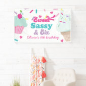 Sweet Sassy en Six Ice Cream and Cake Verjaardag Spandoek (Insitu)