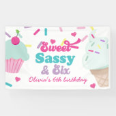 Sweet Sassy en Six Ice Cream and Cake Verjaardag Spandoek (Horizontaal)