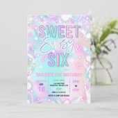 Sweet Sassy en Six Neon Glow 6e verjaardagsfeestje Kaart (Staand voorkant)