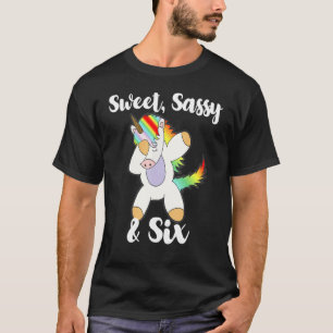 Sweet Sassy en Six Unicorn 6th Birthday Party Gir T-shirt