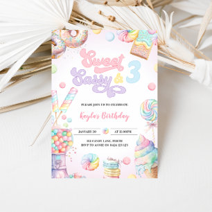 Sweet Sassy en Three Pastel Snoep 3e verjaardag Kaart