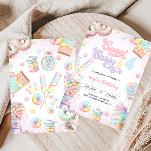 Sweet Sassy en VIER Pastel Candyland 4e verjaardag Kaart