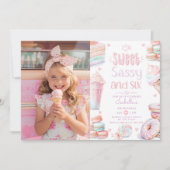 Sweet sassy en zes pastel 6e verjaardag foto kaart (Voorkant)