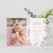 Sweet sassy en zes pastel 6e verjaardag foto kaart (Staand voorkant)