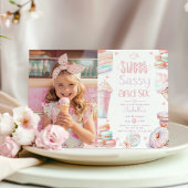 Sweet sassy en zes pastel 6e verjaardag foto kaart