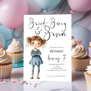 Sweet Sassy en zeven meisjes 7 jaar Kaart