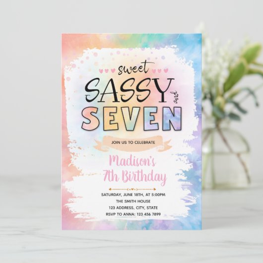 Sweet Sassy en zeven stropdas kleurstof verjaardag Kaart (Staand voorkant)