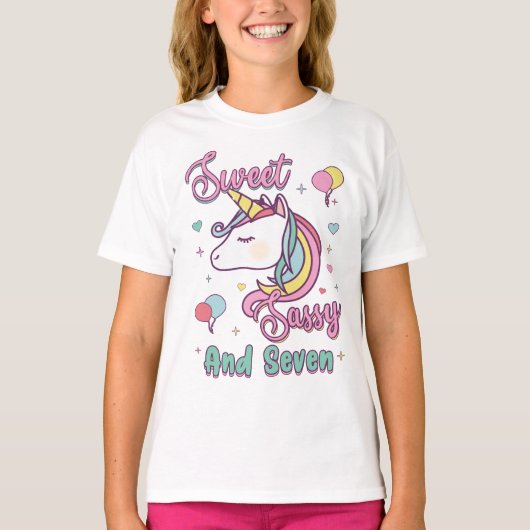 Sweet Sassy en zeven Unicorn T-shirt (Voorkant)
