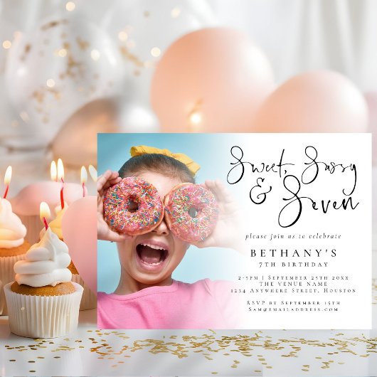 Sweet Sassy Seven Photo Overlay Meisje 7e verjaard Kaart