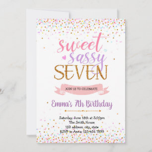 Sweet sassy-thema voor zeven verjaardagsfeestdagen kaart