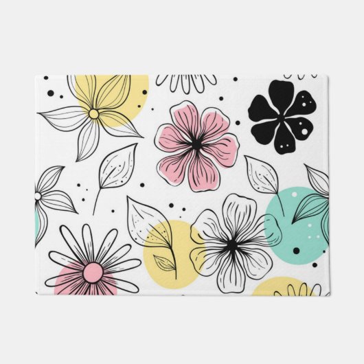 Sweet Scandinavian Style Floral Pattern Deurmat (Voorkant)