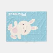 Sweet Schattig Cute Bunny Pastel Blue Polka Dots Fleece Deken (Voorkant (Horizontaal))