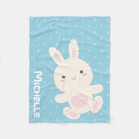 Sweet Schattig Cute Bunny Pastel Blue Polka Dots Fleece Deken (Voorkant)