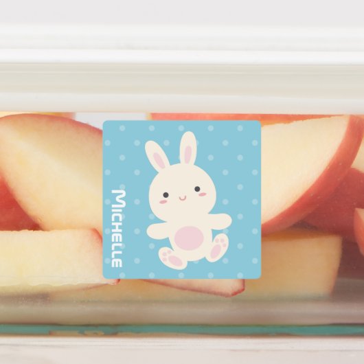 Sweet Schattig Cute Bunny Rabbit Pastel Blue Kinde Labels (Aangebracht)