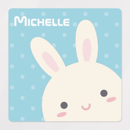 Sweet Schattig Cute Bunny Rabbit Pastel Blue Kinde Labels (Design 2)