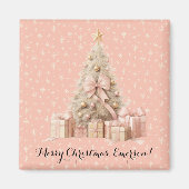 Sweet Schattige & Girly Pastel Zachte Roze Kerstbo Magneet (Voorkant)