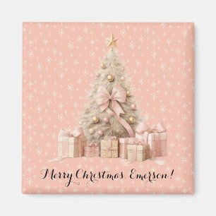 Sweet Schattige & Girly Pastel Zachte Roze Kerstbo Magneet