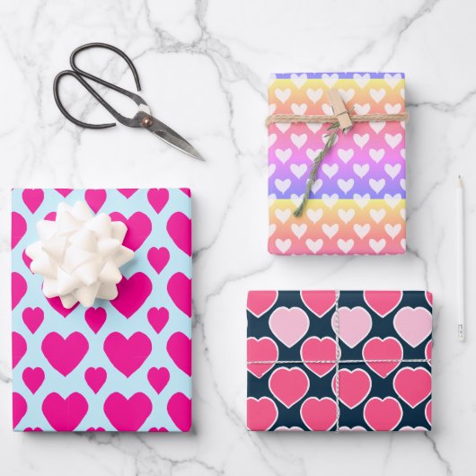 Sweet Schattige Hearts Love Valentijnsdag Pattern Inpakpapier Vel (Voorkant)