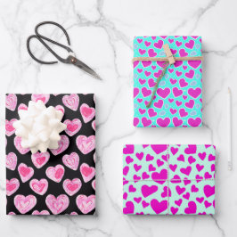 Sweet Schattige Hearts Love Valentijnsdag Pattern Inpakpapier Vel