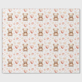 Sweet Schattige Teddy Bear Heart Baby shower Cadeaupapier (Vlak)