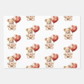 Sweet Schattige Teddy Bear Heart Baby shower Inpakpapier Vel (Voorkant 3)