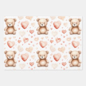 Sweet Schattige Teddy Bear Heart Baby shower Inpakpapier Vel (Voorkant)