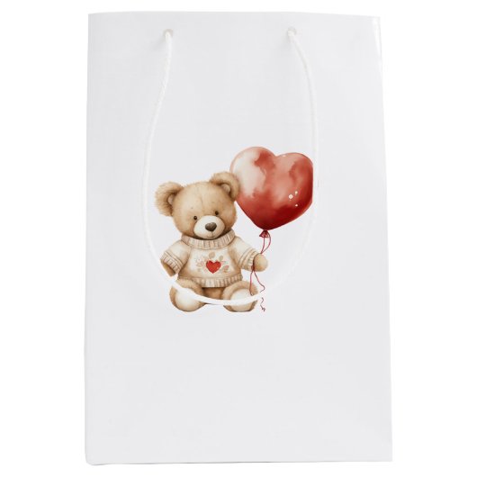 Sweet Schattige Teddy Bear Heart Baby shower Medium Cadeauzakje (Voorkant)