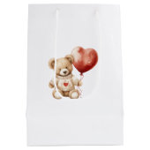 Sweet Schattige Teddy Bear Heart Baby shower Medium Cadeauzakje (Achterkant)
