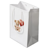 Sweet Schattige Teddy Bear Heart Baby shower Medium Cadeauzakje (Achterkant Gekanteld)