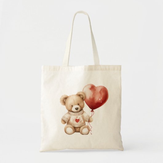 Sweet Schattige Teddy Bear Heart Tote Bag (Voorkant)