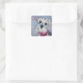 SWEET SCHNAUZER PUPPY DOG DANK U VIERKANTE STICKER (Tas)