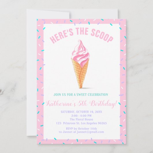 Sweet Scoop Baby Sprinkle Snoep shoppe Verjaardag Kaart (Voorkant)