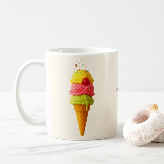 Sweet Scoop Style – gepersonaliseerd ijsontwerp Koffiemok (Met donut)