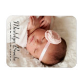 Sweet Script Baby Girl Foto geboorteaankondiging Magneet (Horizontaal)