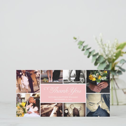 SWEET SCRIPT COLLAGE | BRUILOFT BEDANKT KAART (Staand voorkant)