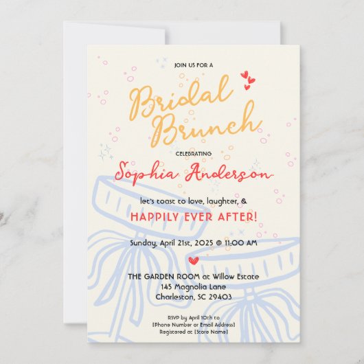Sweet Script Coquette Bow Vrijgezellenfeest Brunch Kaart (Voorkant)