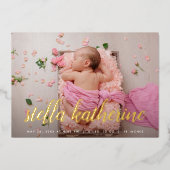 Sweet Script Photo Collage Folie geboorteaankondig Uitnodiging (Voorkant)