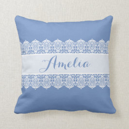 Sweet Script - Soft Blue Lace Monogram Kussen