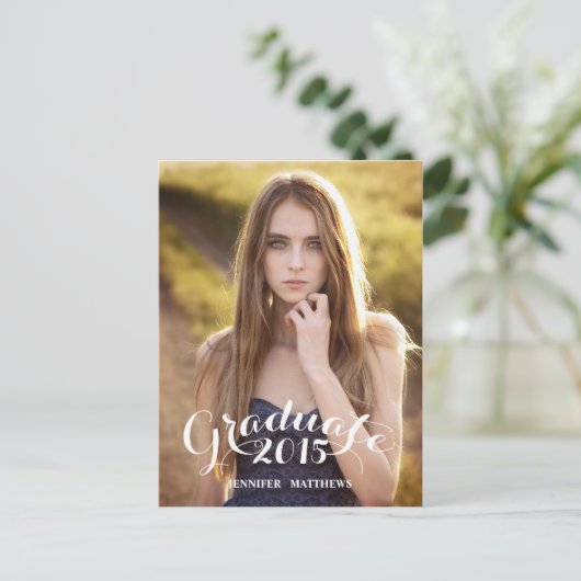 Sweet Script | Uitnodiging voor afstudeerfeest (Staand voorkant)