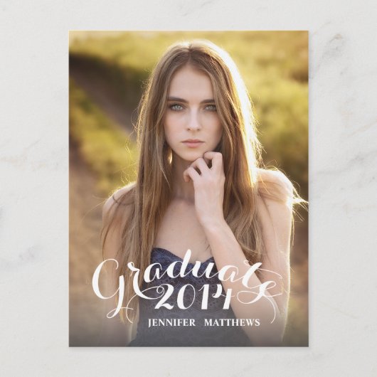 Sweet Script | Uitnodiging voor afstudeerfeest Briefkaart (Voorkant)
