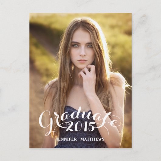 Sweet Script | Uitnodiging voor afstudeerfeest Briefkaart (Voorkant)