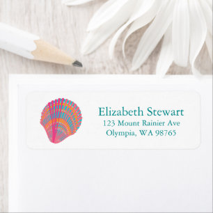 Sweet Seashells Roze Blue CUSTOM Mailing Etiket