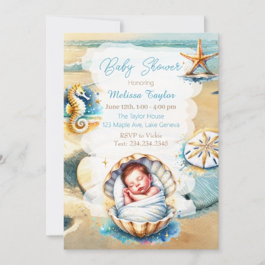 Sweet Seaside Boy's Baby shower Kustthema Kaart (Voorkant)