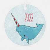 Sweet Seasons Peppermint Narwhal Metalen Ornament (Voorkant)