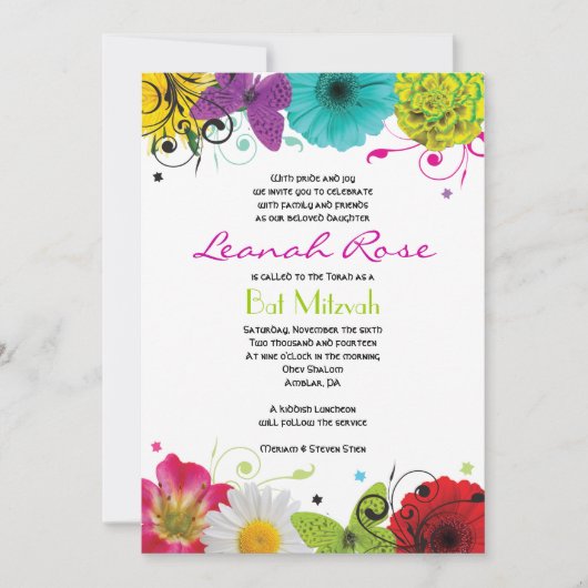 SWEET SENCES Bat Mitzvah Uitnodiging (Voorkant)