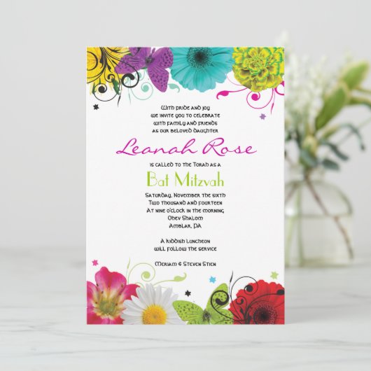 SWEET SENCES Bat Mitzvah Uitnodiging (Staand voorkant)