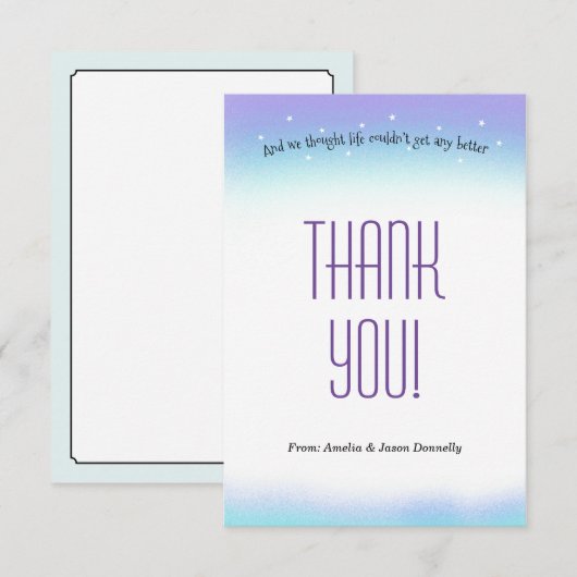 Sweet Sentiment Baby shower Bedankt Card (Voorkant / Achterkant)