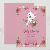 Sweet Serenity Kitten Baby Shower Invitation Kaart (Voorkant / Achterkant)