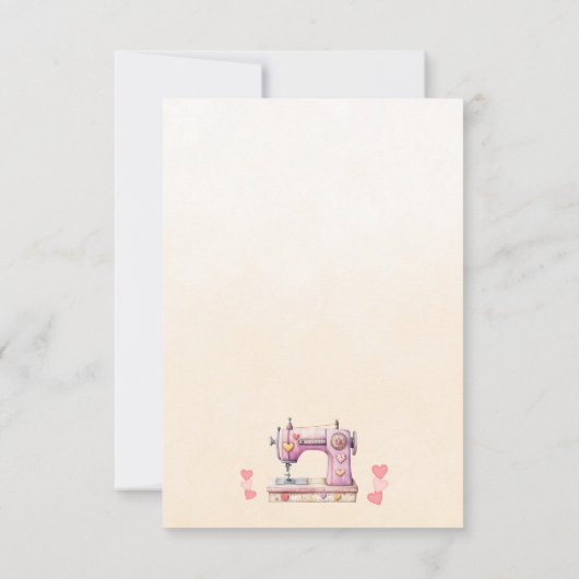 Sweet Sewing Machine Hearts Bedankkaart (Achterkant)