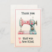 Sweet Sewing Machine Hearts Bedankkaart (Voorkant / Achterkant)